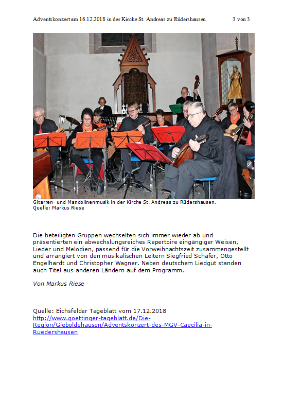 Adventskonzert in Rüdershausen 2018